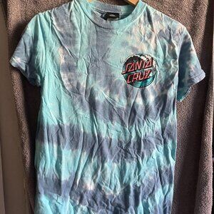 Santa Cruz Tie-Dye T-Shirt | Skateboard Brand Tee | Blue Wash